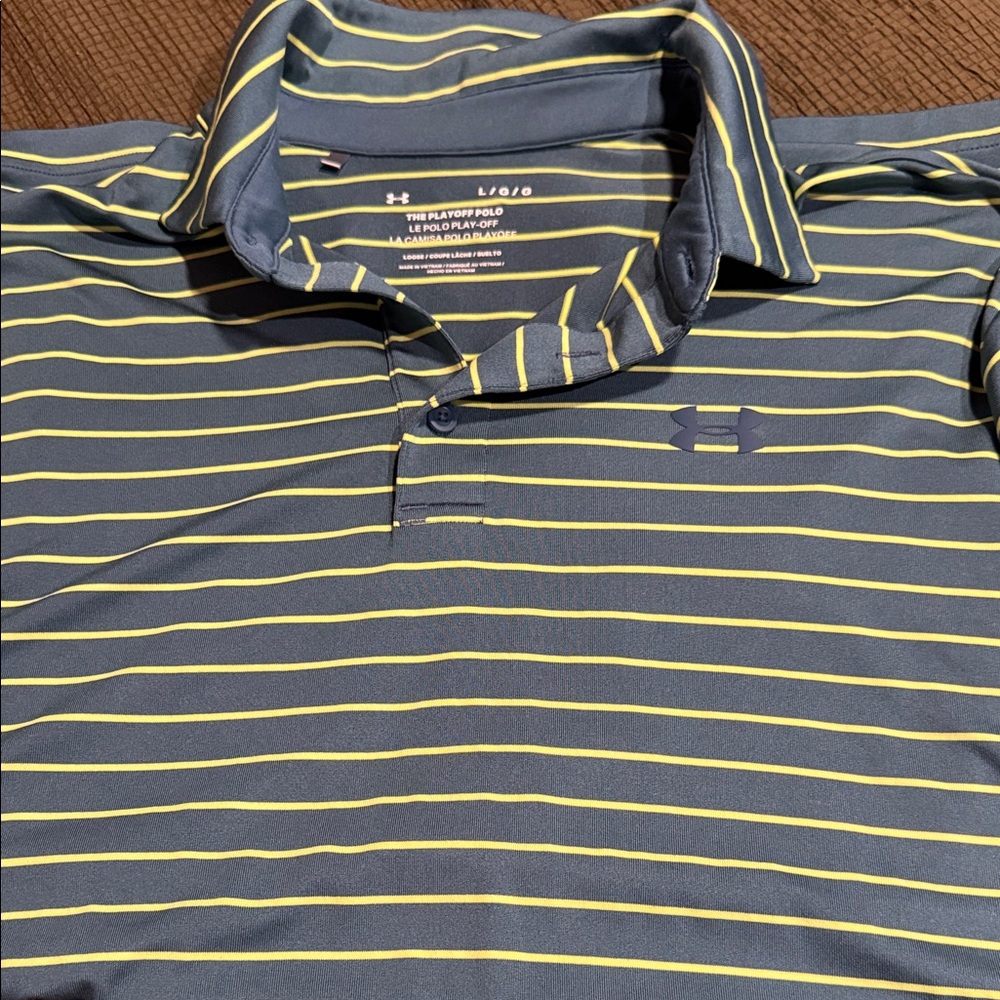 Under Armour Men’s Green & Yellow Striped Polo Shirt